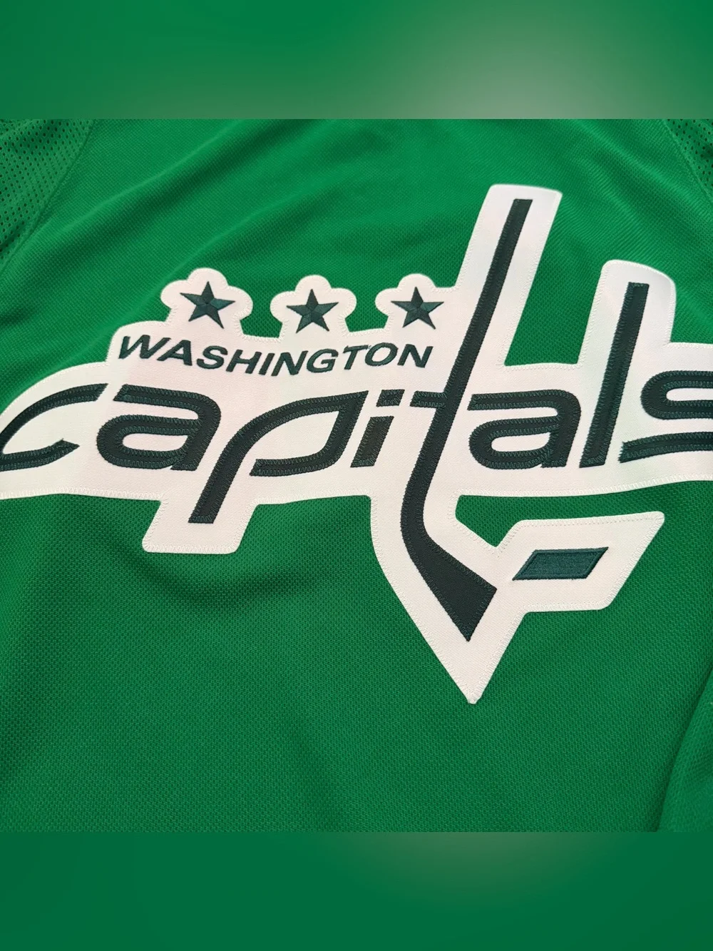 Adidas NHL Mens Washington Capitals Green Hockey Jersey St. Patrick’s Day